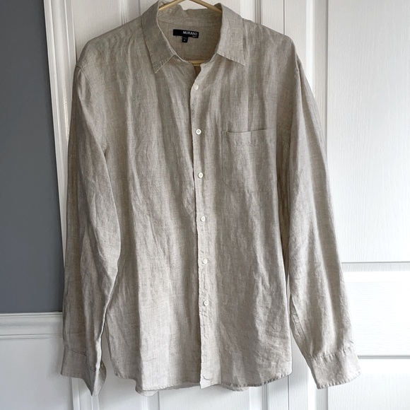 Murano Other - NWOT Linen Murano button-down long sleeve shirt in oatmeal color size L